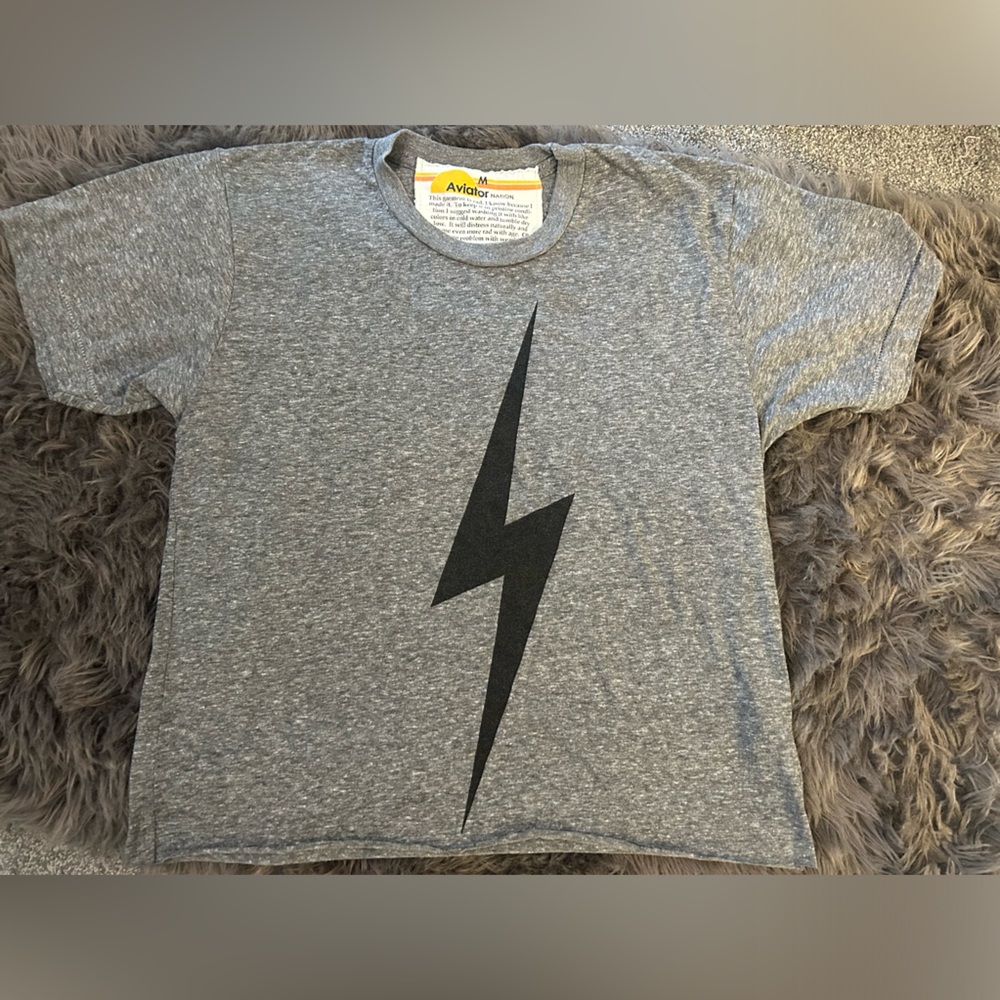 Aviator Nation lighting bolt cropped Tshirt sz M